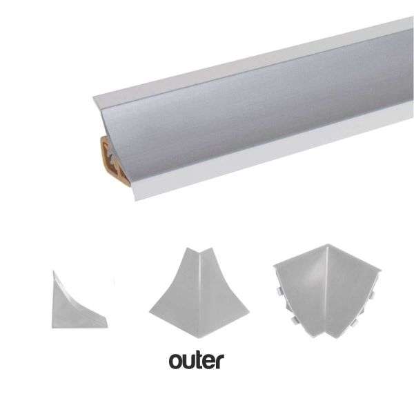 Worktop Strip Outer Element Silver for Inox