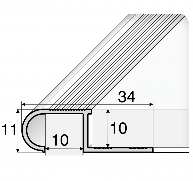 A81 34mm x 11mm x 10mm Non Slip Stair Nosing Edge Trim Step Edging For Tiles
