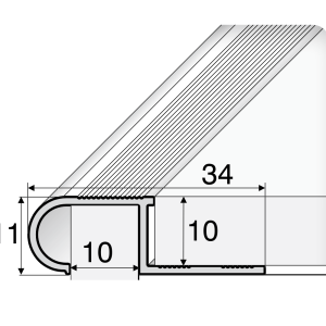 A81 34mm x 11mm x 10mm Non Slip Stair Nosing Edge Trim Step Edging For Tiles