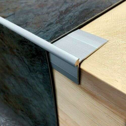 TVC 40 x 26mm Anodised Aluminium LVT Stair nosing Edge Profile For 3mm Flooring