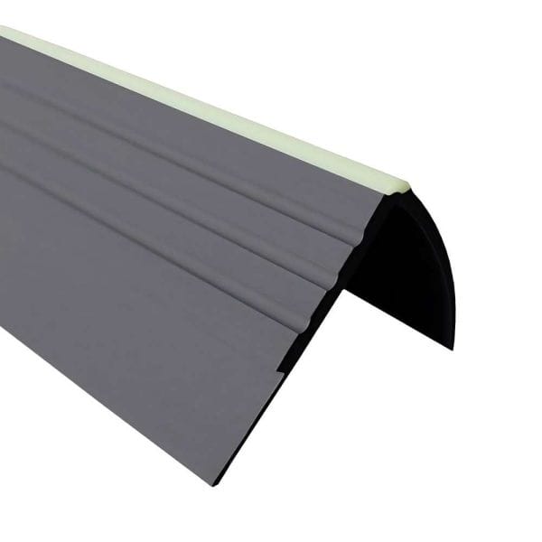 dark grey flexible luminescent non slip pvc stair nosing 40x40mm 730 rdfl